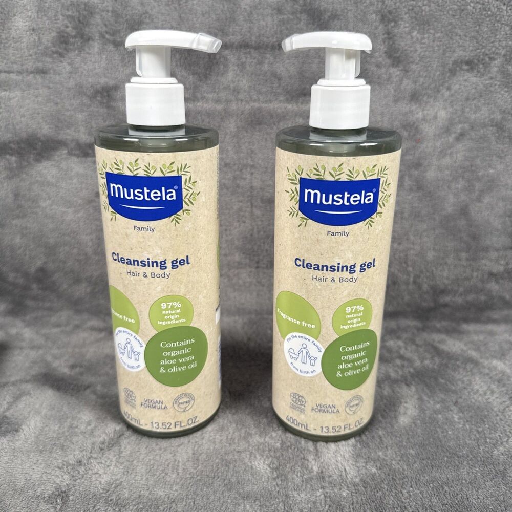 (2 pack)  Mustela Cleansing Gel - Hair & Body - Vegan - Aloe Vera - 13.52oz each
